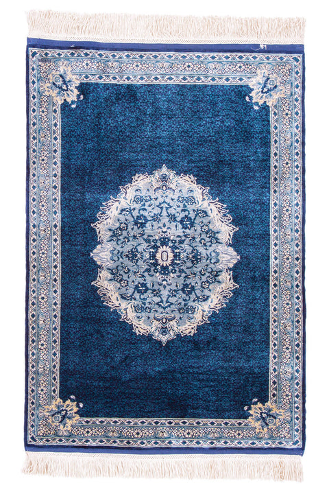 Turkish Sapphire Blue Shahrazat Silk Rug 4121