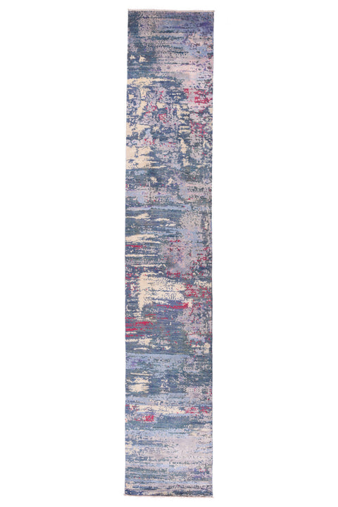 Abstract Bamboo Silk Multi Color Runner Rug