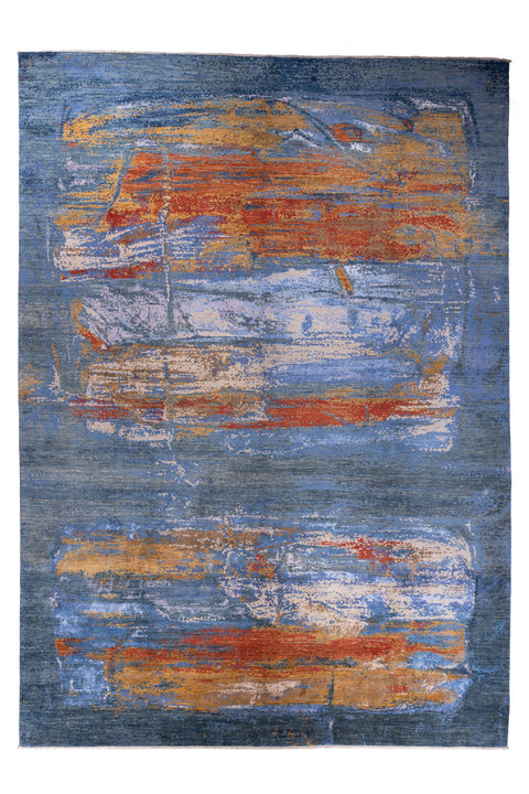 Abstract Bamboo Silk Multi Paint Rug 9786